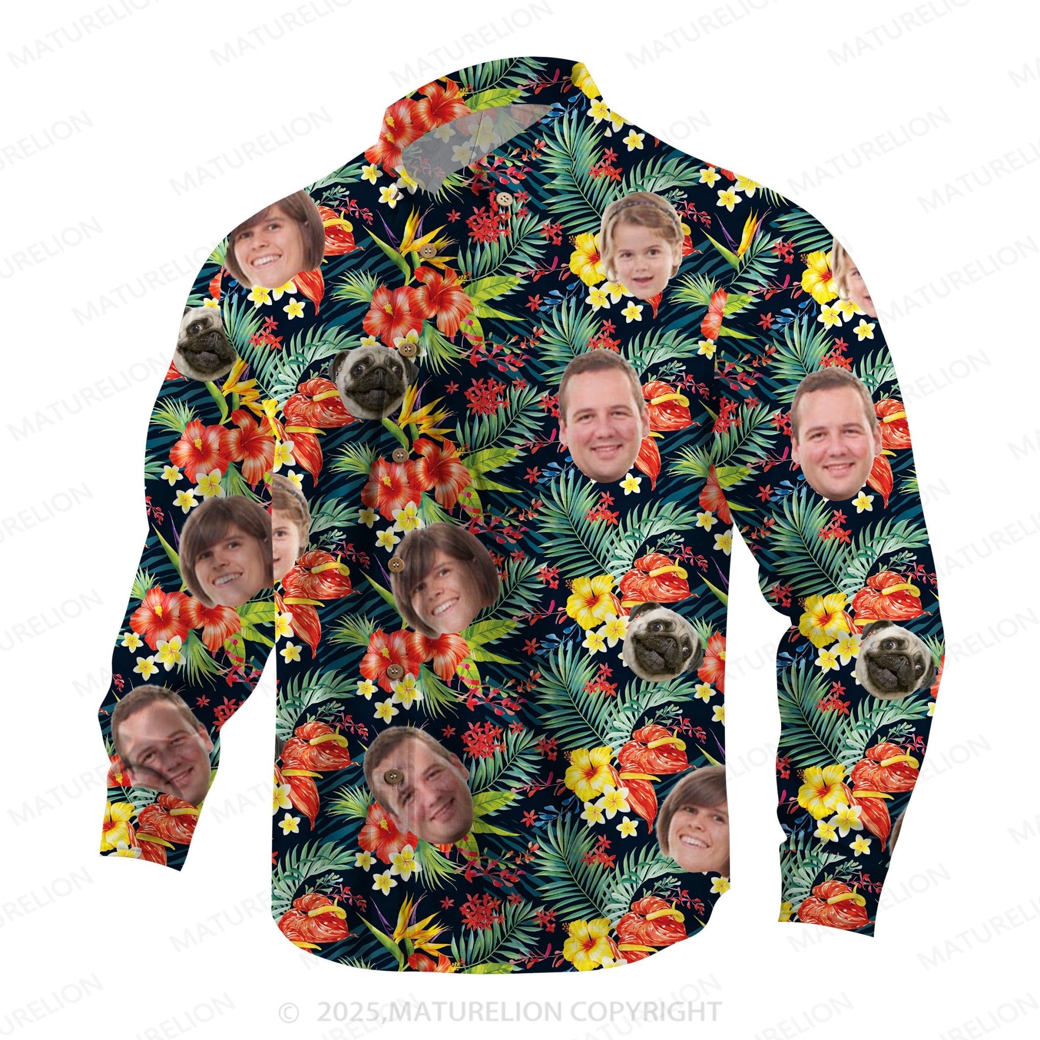 Maturelion Aloha Shirts Hawaiian Shirt with Your Custom Face Print Hawaiian Shirt