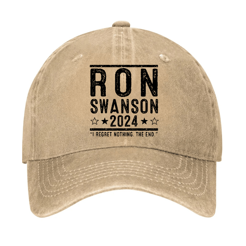 Ron Swanson 2024 I Regret Nothing The End Funny Sarcastic Cap
