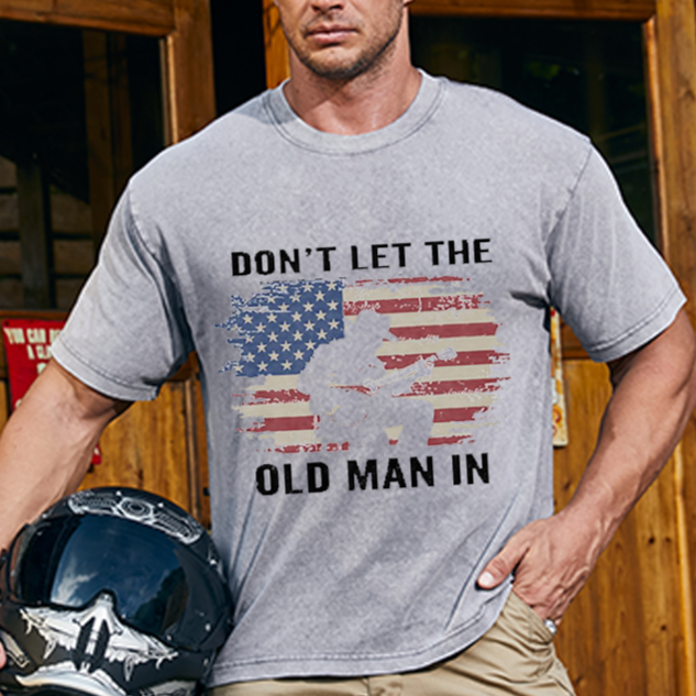 Maturelion Men's T-Shirt Don't Let The Old Man In Cowboy US Flag Cotton T-Shirt