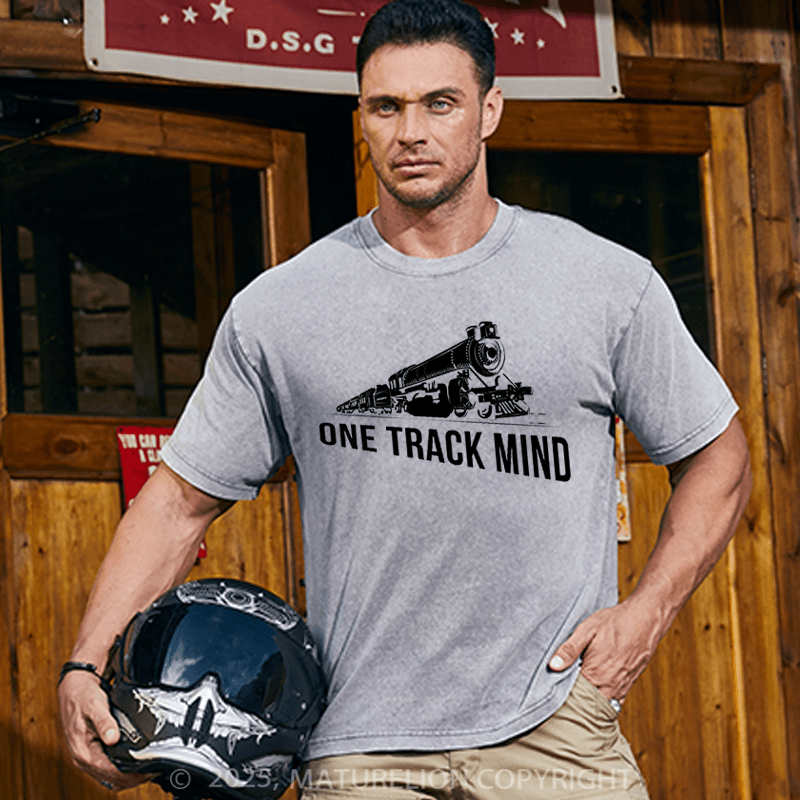Maturelion Men's T-shirt One Track Mind Cotton T-shirt