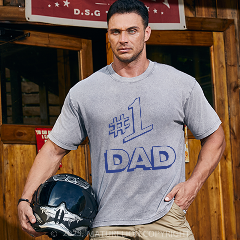 Maturelion Men's T-shirt Number 1 Dad Father's Day T-shirt