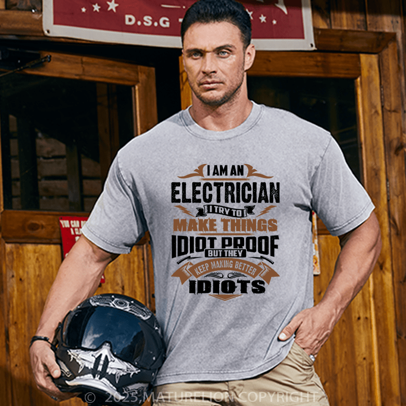 Maturelion Men's T-Shirt I AM AN ELECTRICIAN Cotton T-Shirt