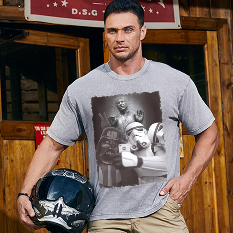 Maturelion Men's T-Shirt Darth Vader Stormtrooper Selfie Cotton T-Shirt