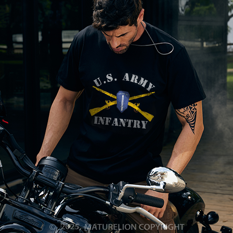 Maturelion Men's T-shirt U.S. Army Infantry Cotton T-shirt