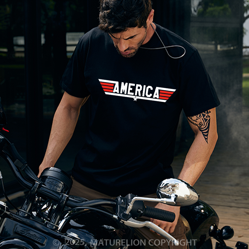 Maturelion Men's T-shirt America 4th Of July T-shirt