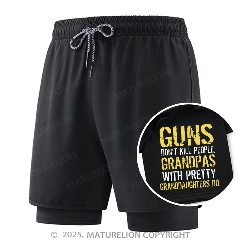 Maturelion Men's Short Guns Don't Kill People Grandpas Do Double Layer Short