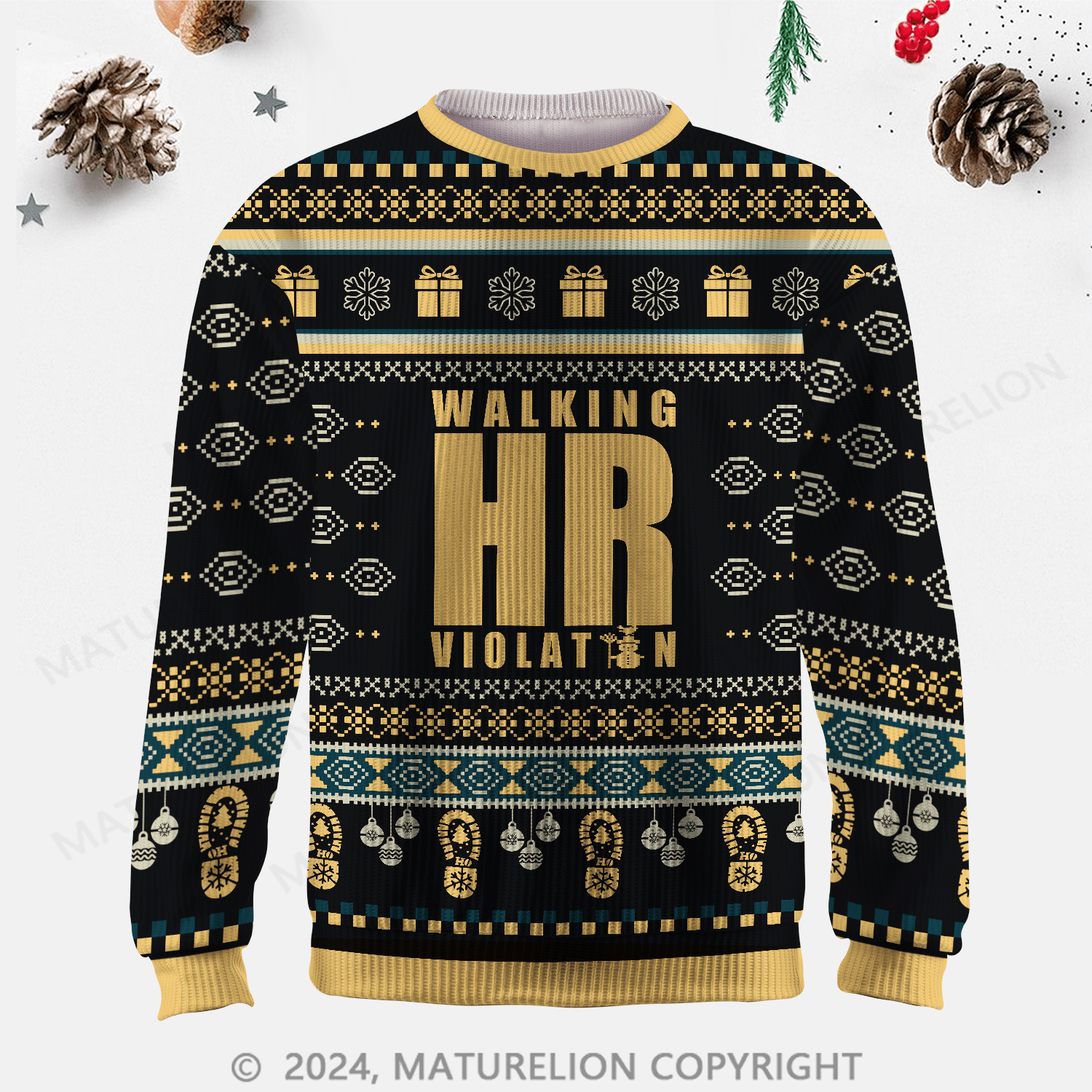 Maturelion Walking HR Violation Ugly Sweater