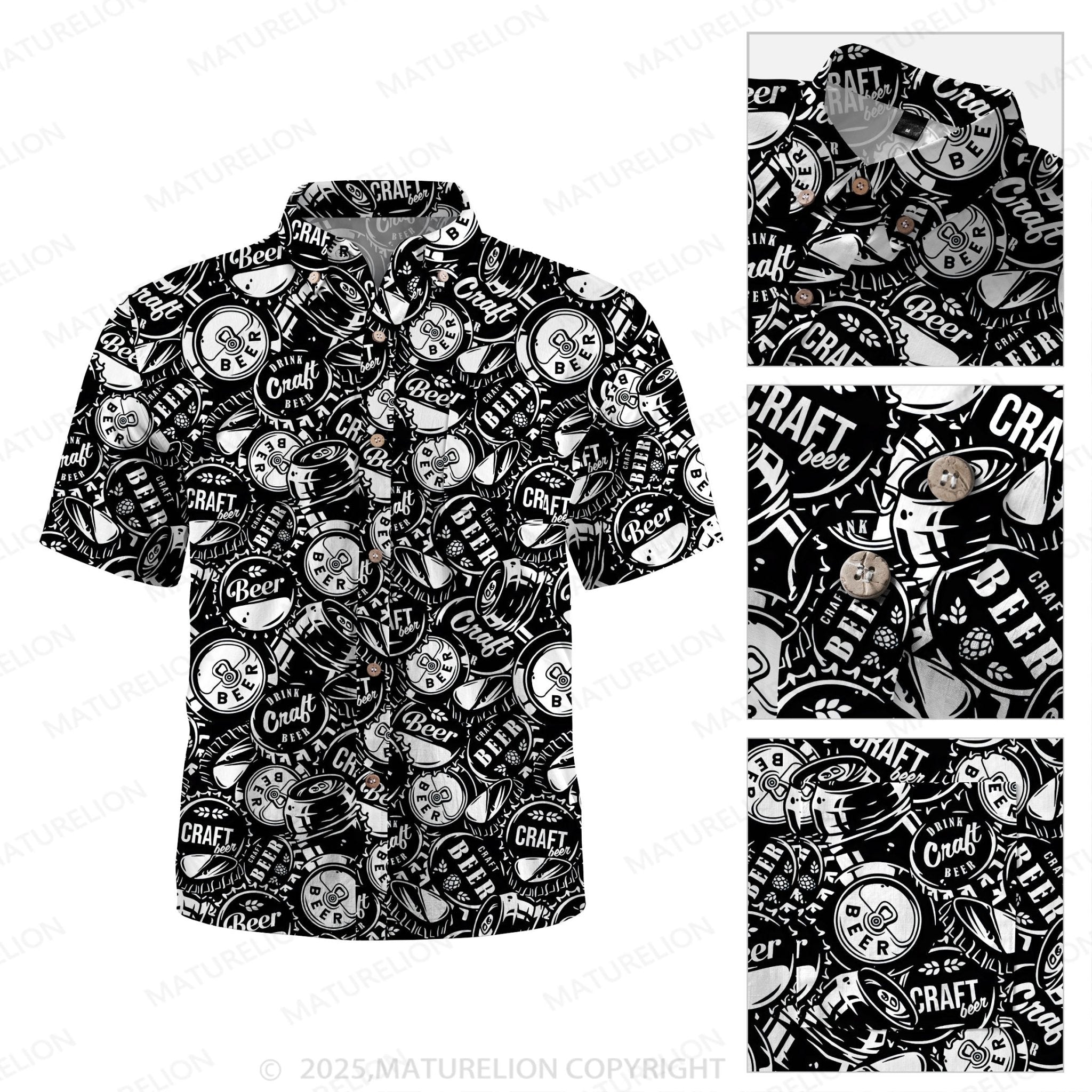 Maturelion Men's Hawaiian Shirt Pineapple Beach Hawaiian Shirt