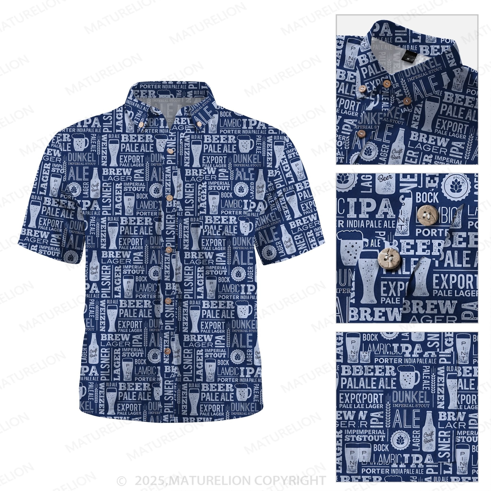 Maturelion Men's Hawaiian Shirt Surf and Sand Hawaiian Shirt