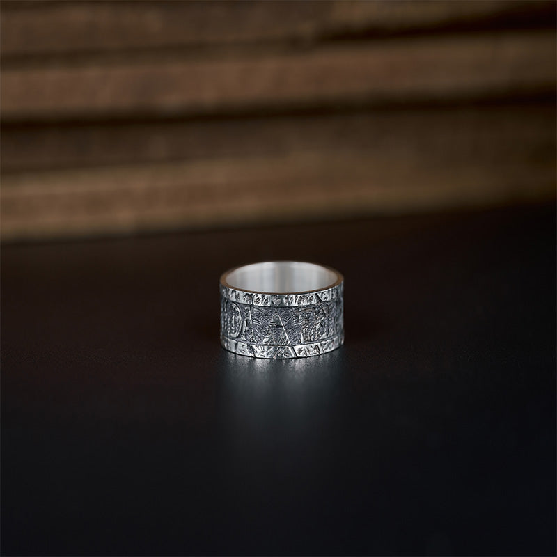 Matuerlion Vintage Engraved Nordic Rune Ring