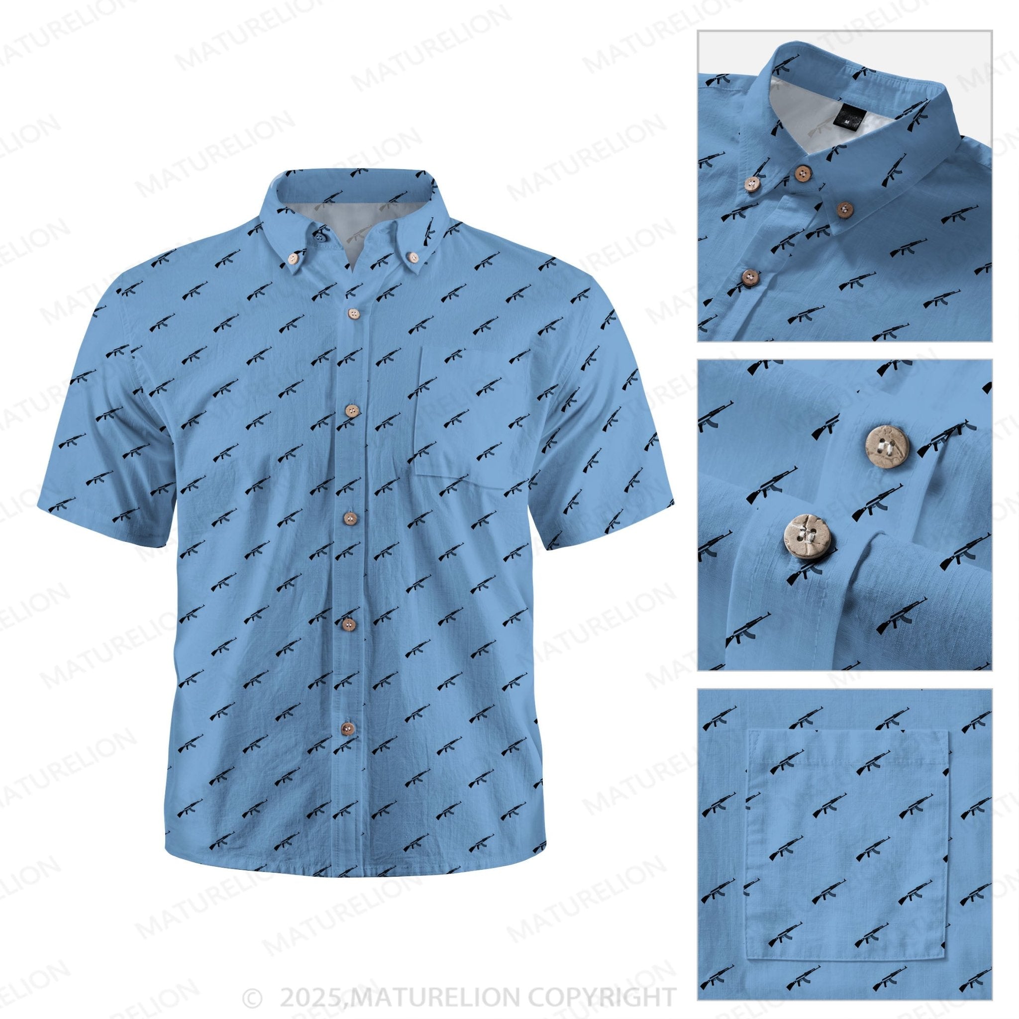Maturelion Men's Hawaiian Shirt Ocean Wave Hawaiian Shirt