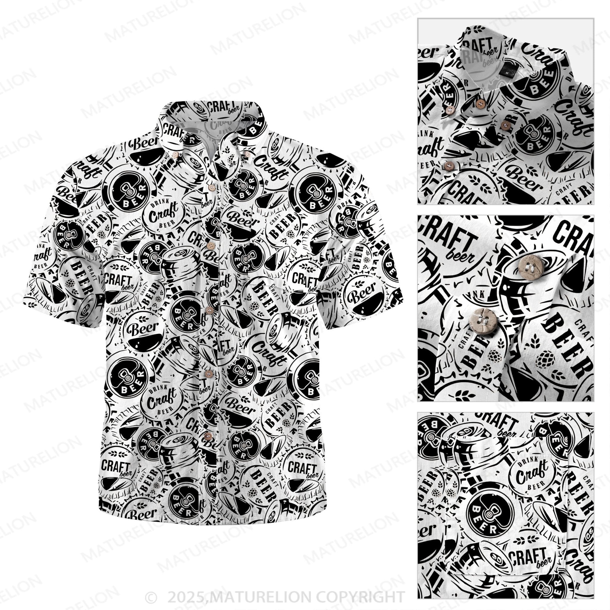 Maturelion Men's Hawaiian Shirt Pineapple Beach Hawaiian Shirt