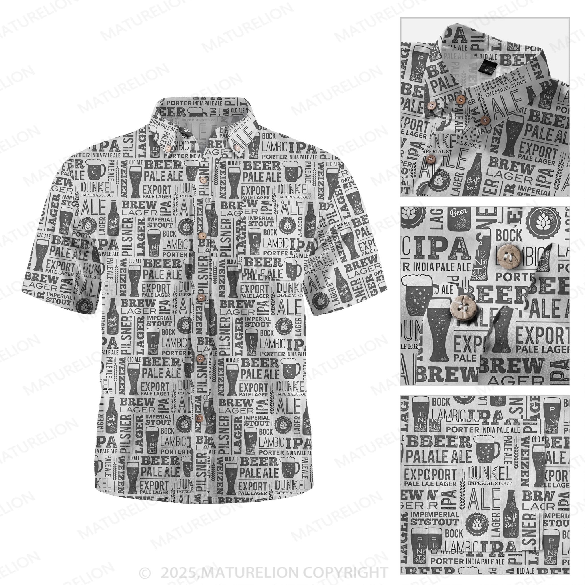Maturelion Men's Hawaiian Shirt Surf and Sand Hawaiian Shirt
