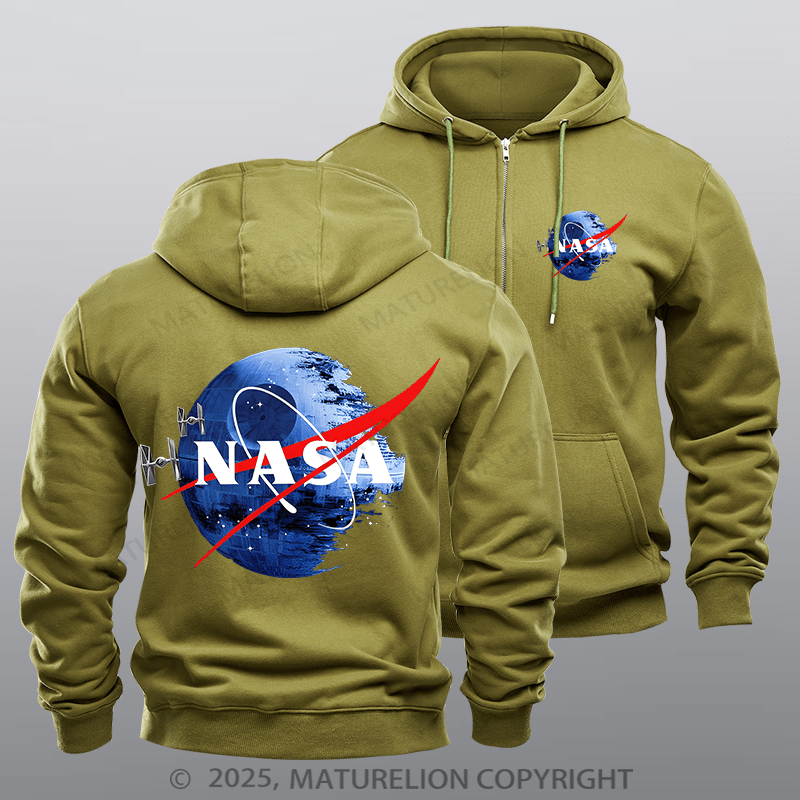 Maturelion Men's Hoodie Inspired Guava Iguana Death Star Graphic Zipper Hoodie