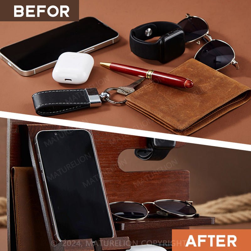 Maturelion Gift for Men Handmade Docking Station with Key Holder