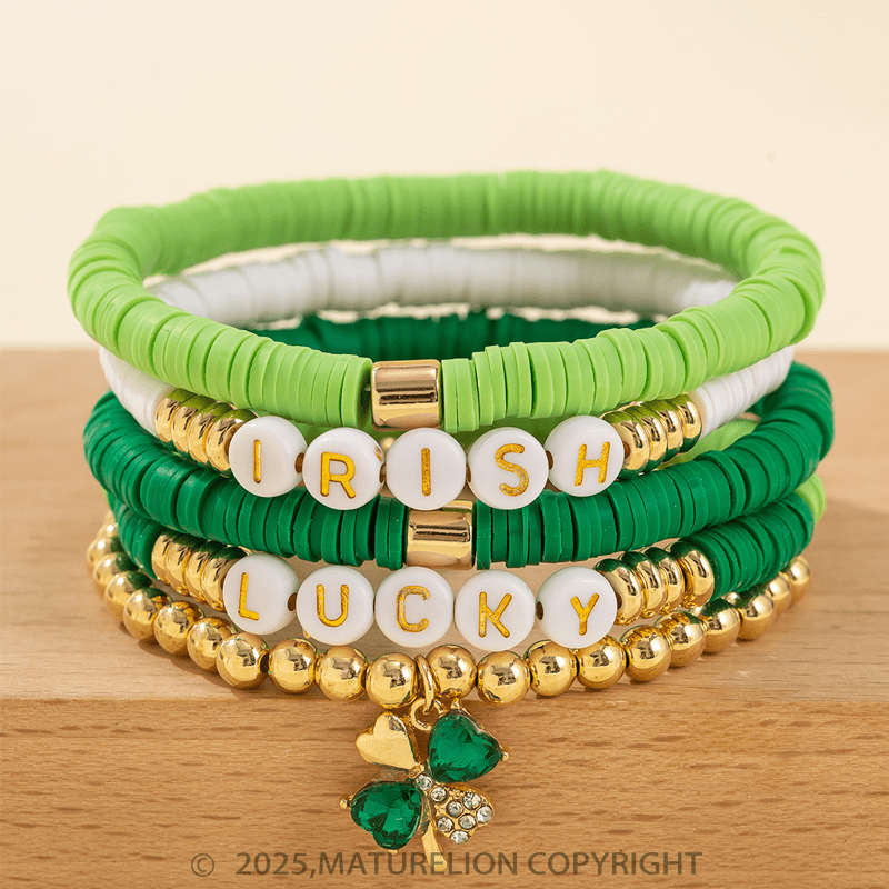 Maturelion St Patrick's Bracelet Plastic Bead Bracelet for St. Patrick's Day Celebration