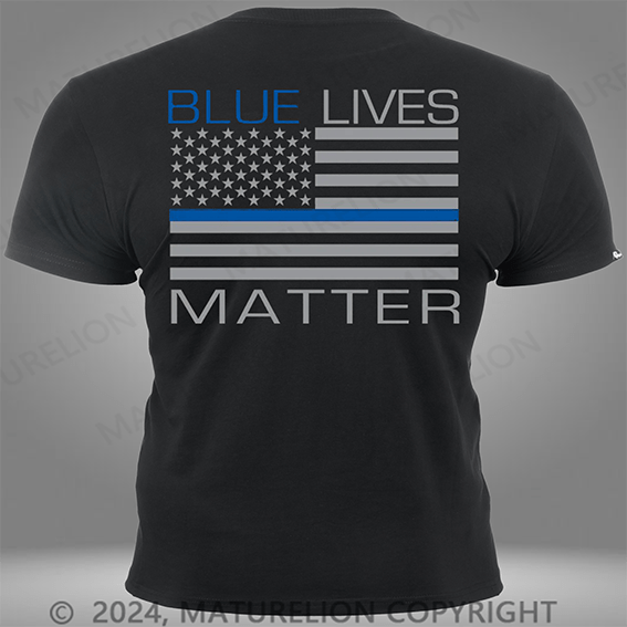Maturelion Blue Lives Matter Pocket T-Shirt