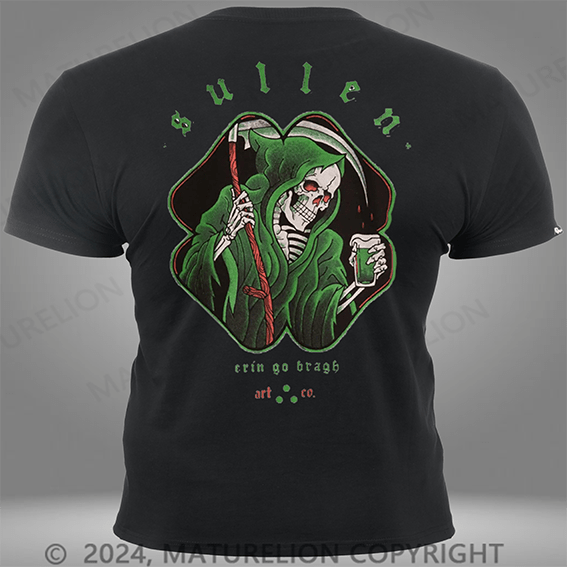 Maturelion Erin Go Bragh Green Reapers and Beer Black Pocket T-Shirt
