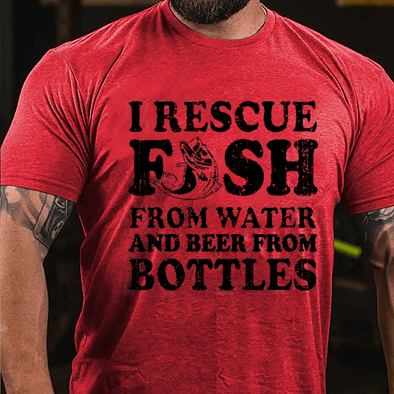 I Rescue Fish From Water And Beer From Bottles Funny Cotton T-shirt