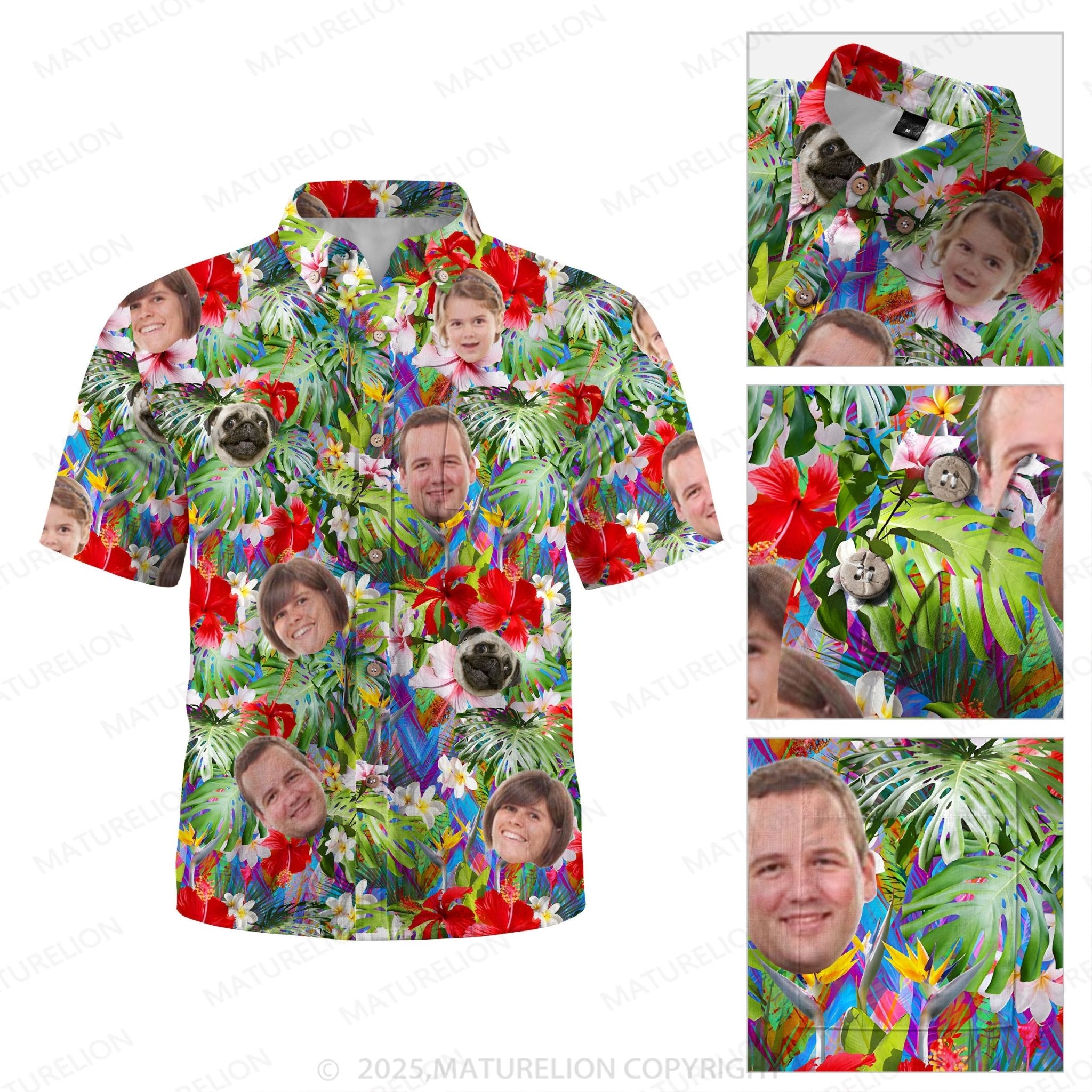 Maturelion Aloha Shirts Custom Hawaiian Shirt Featuring Your Face Hawaiian Shirt