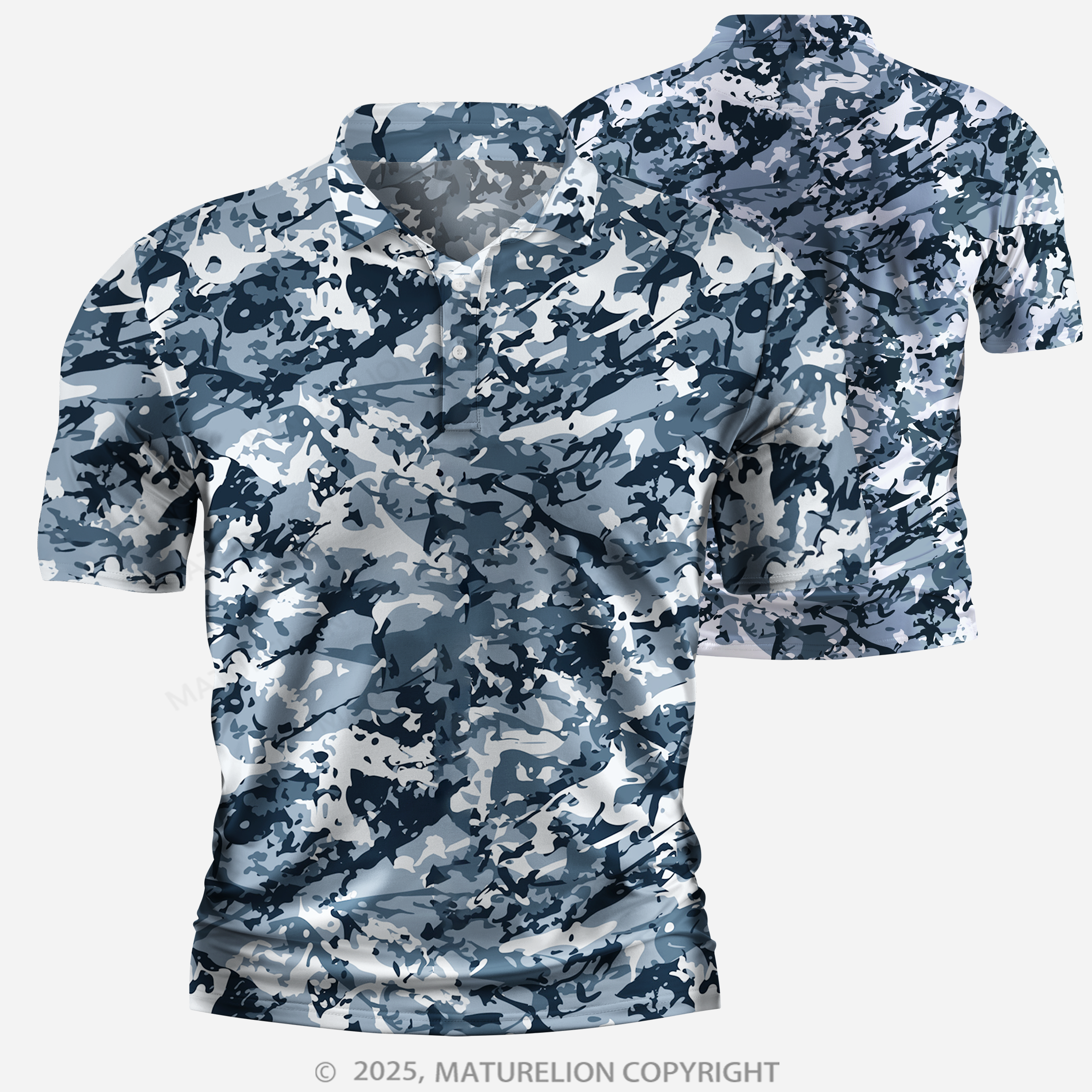 Maturelion Men's Polo Shirt Urban Navy Camo Polo Shirt