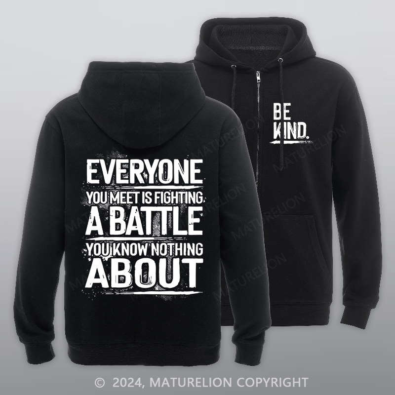 Maturelion Men's Hoodie Be Kind Zipper Hoodie