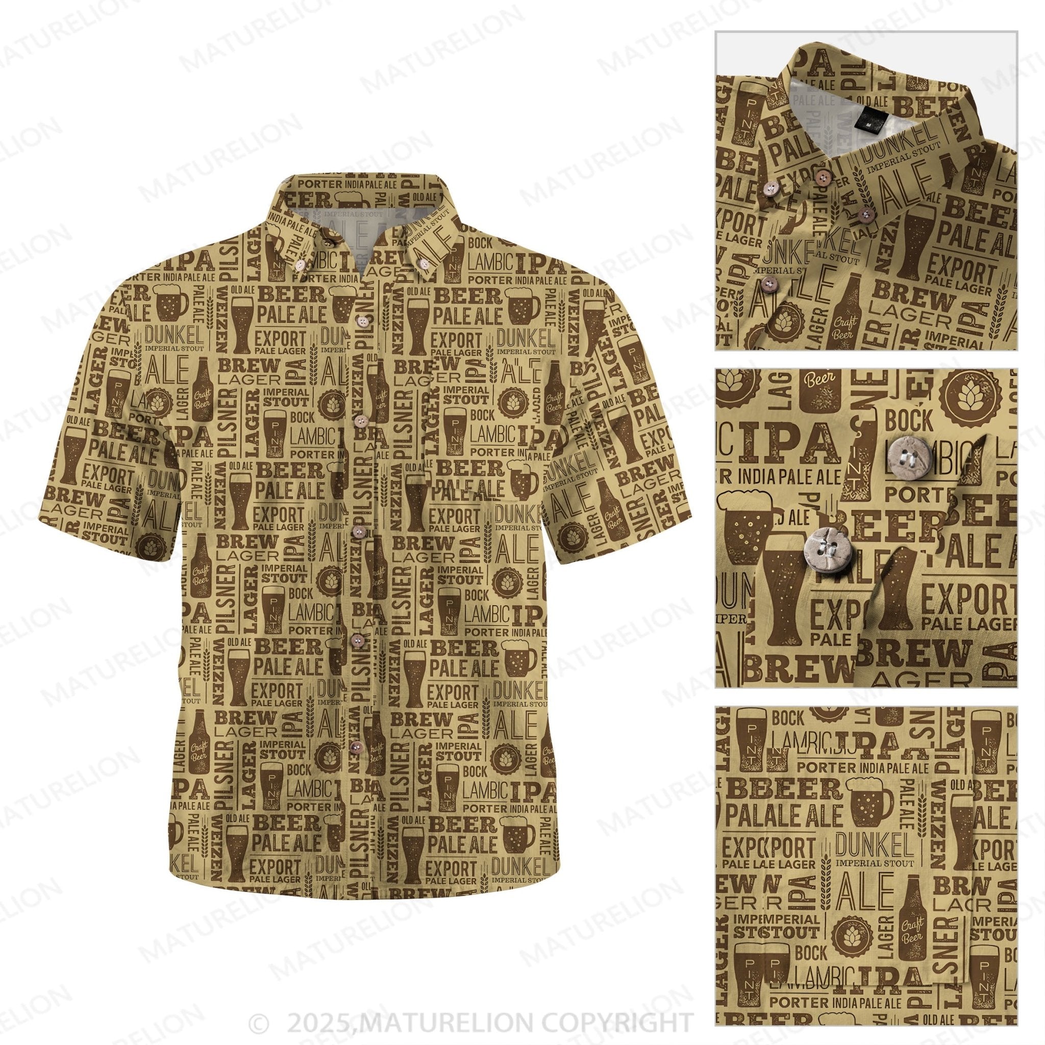 Maturelion Men's Hawaiian Shirt Surf and Sand Hawaiian Shirt