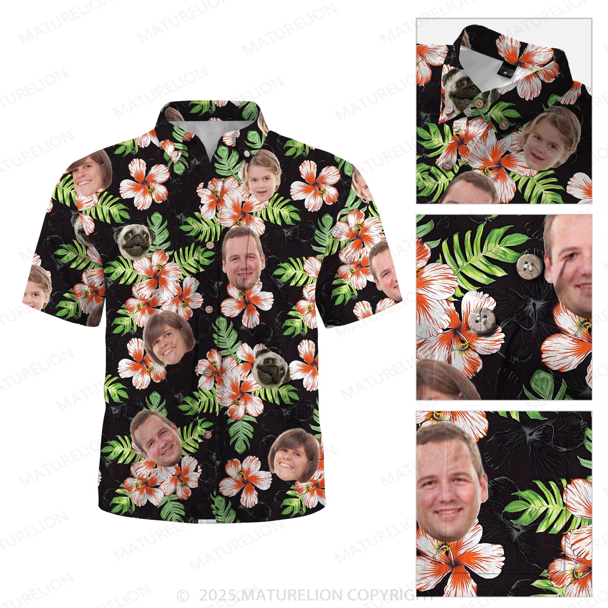 Maturelion Aloha Shirts Custom Hawaiian Shirt with Your Own Face Hawaiian Shirt