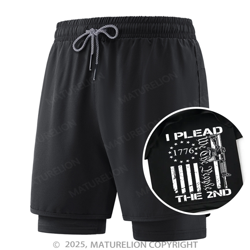 Maturelion Men's Short I Plead The 2nd Amendment We The People AR15 Pro Gun Double Layer Short