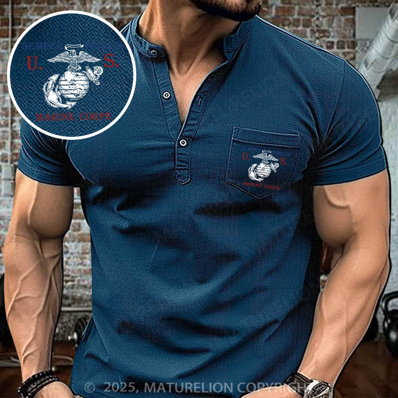 Maturelion USMC Semper Fidelis Henley Shirt