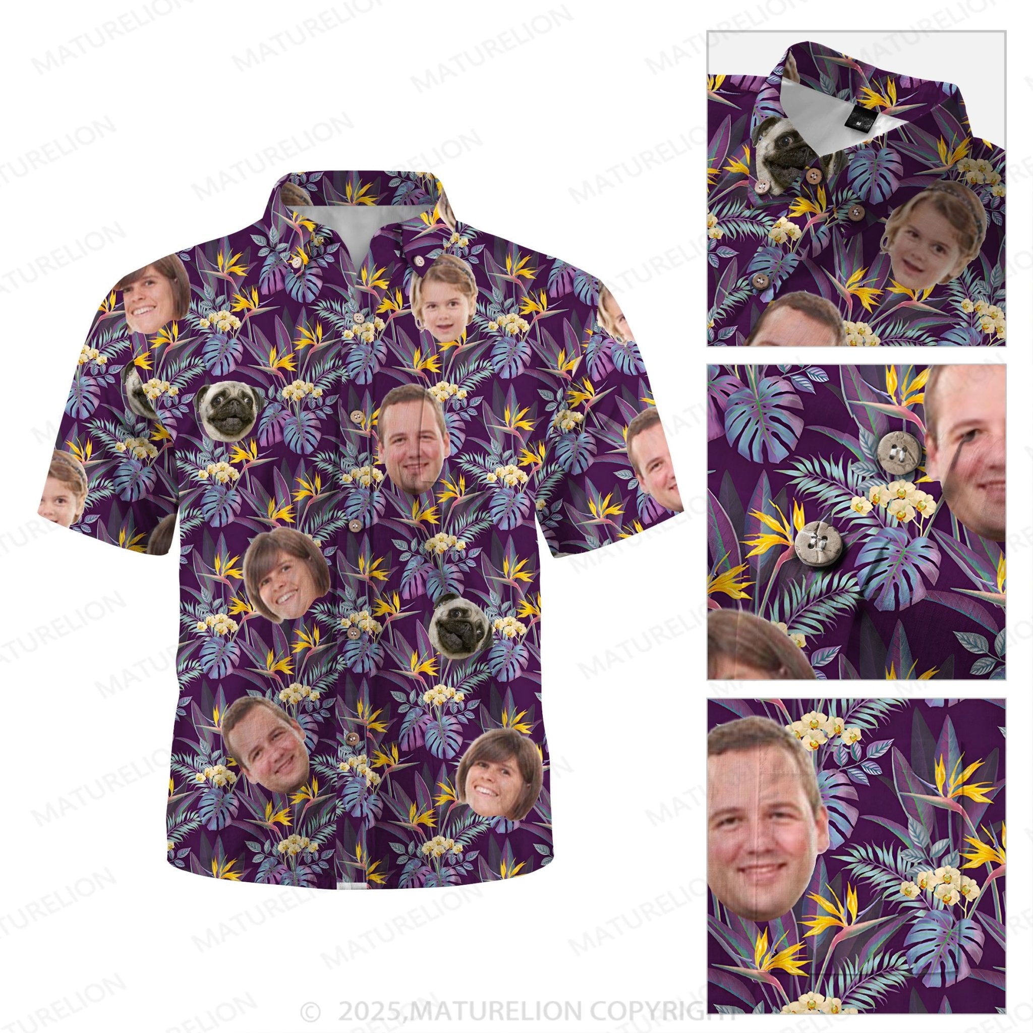 Maturelion Aloha Shirts Custom Face Design Hawaiian Shirt