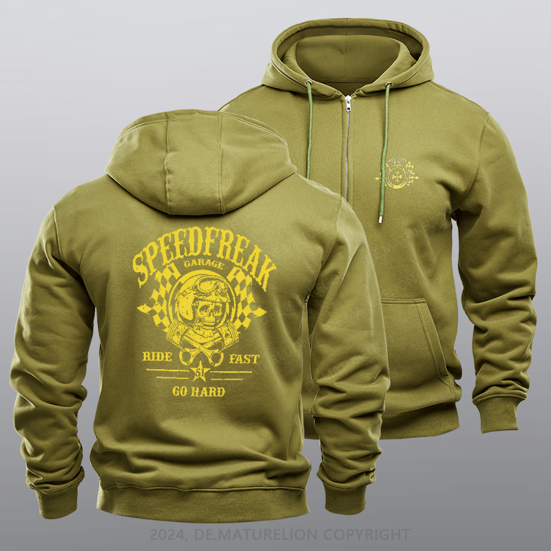 Maturelion Men's Hoodie Boxcar Racer Zipper Hoodie