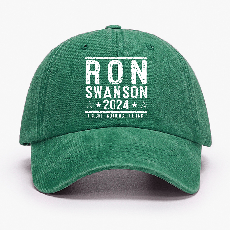 Ron Swanson 2024 I Regret Nothing The End Funny Sarcastic Cap