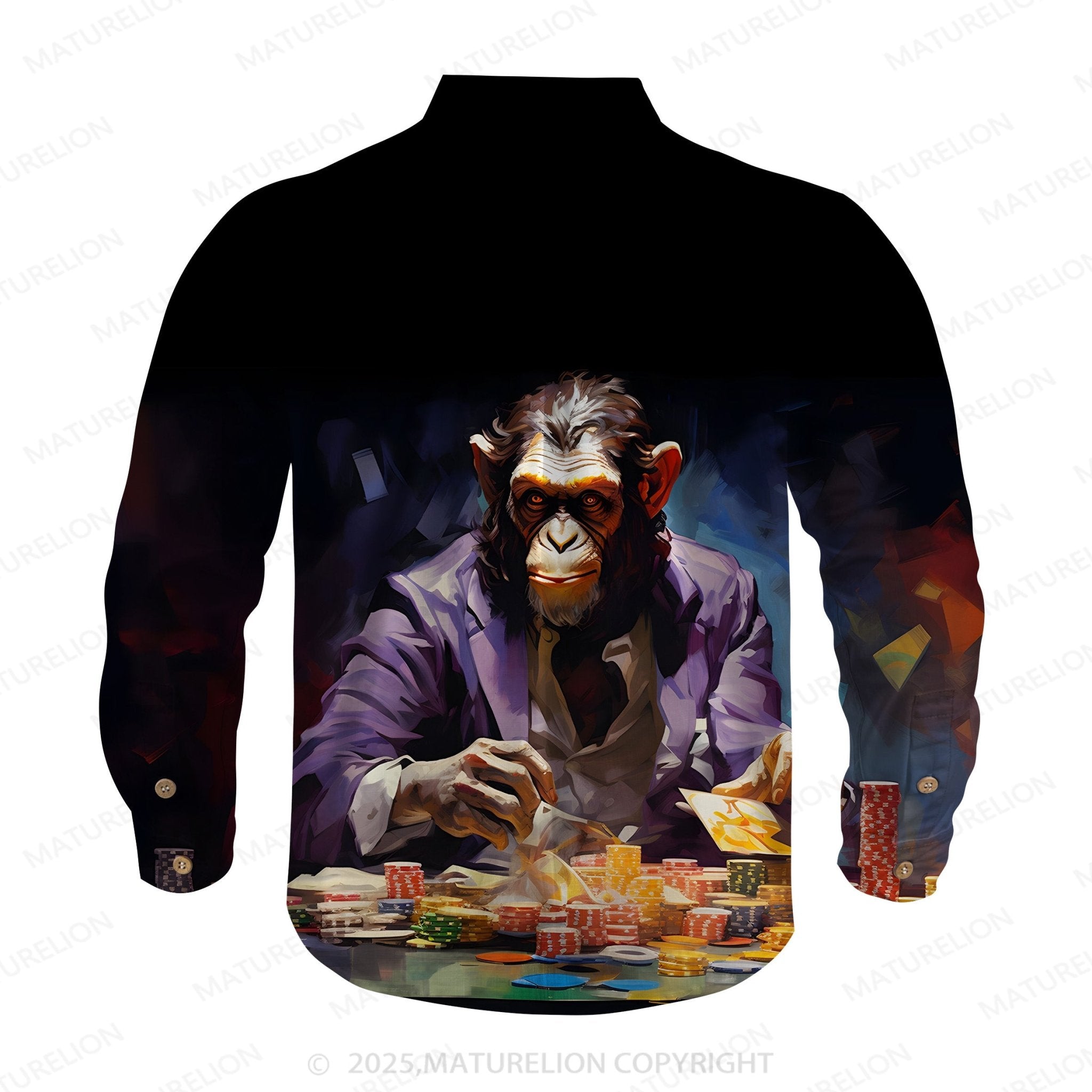 Maturelion Men's Aloha Shirts Retro Fashion Orangutan Animal Pattern Hawaiian Shirt