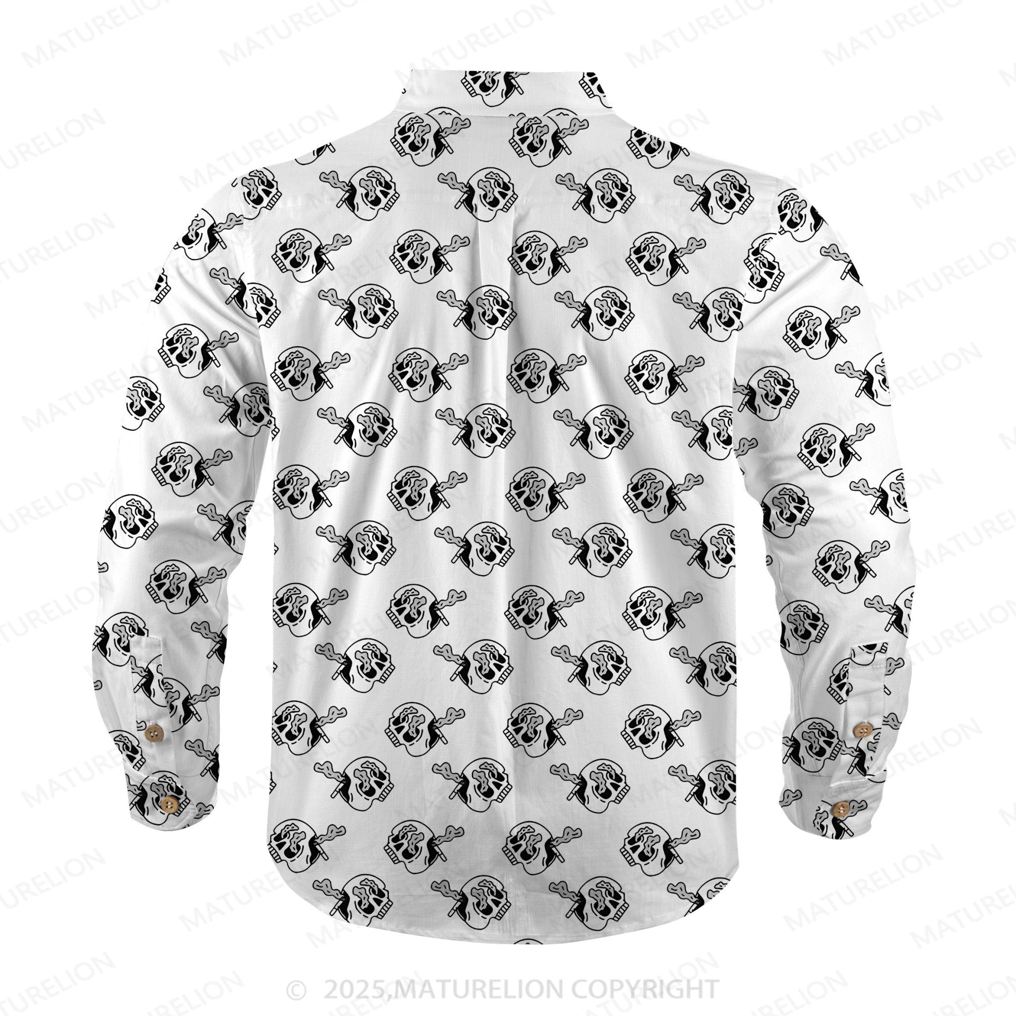 Maturelion Men's Hawaiian Shirt Skull Funny Print Hawaiian Shirt