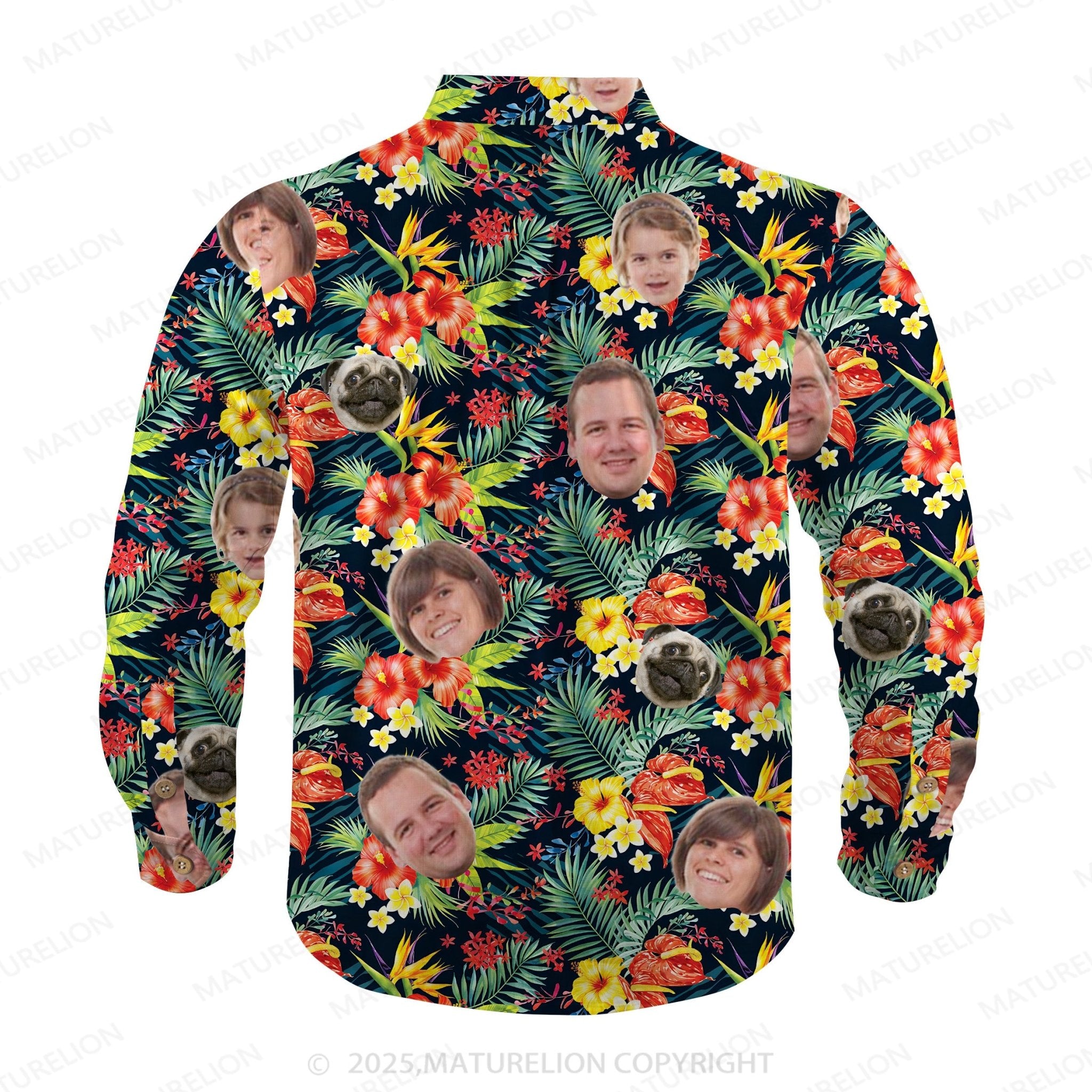 Maturelion Aloha Shirts Hawaiian Shirt with Your Custom Face Print Hawaiian Shirt
