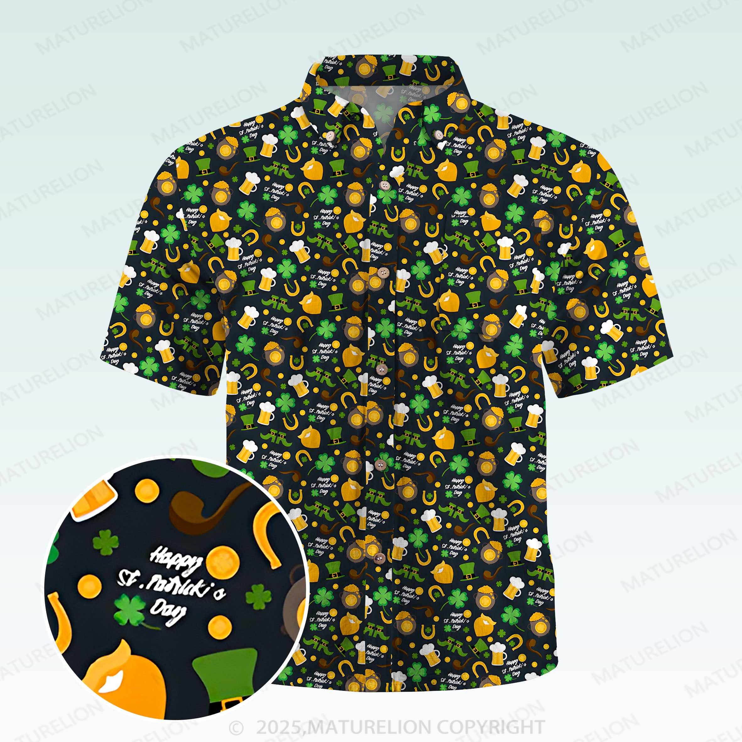 Maturelion St. Patrick's Hawaiian Shirt 1950s Irish Breeze Hawaiian Shirt