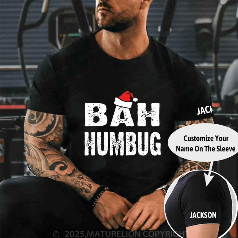 Maturelion Christmas T-Shirt Bah, Humbug Cotton T-Shirt (Free Customization)