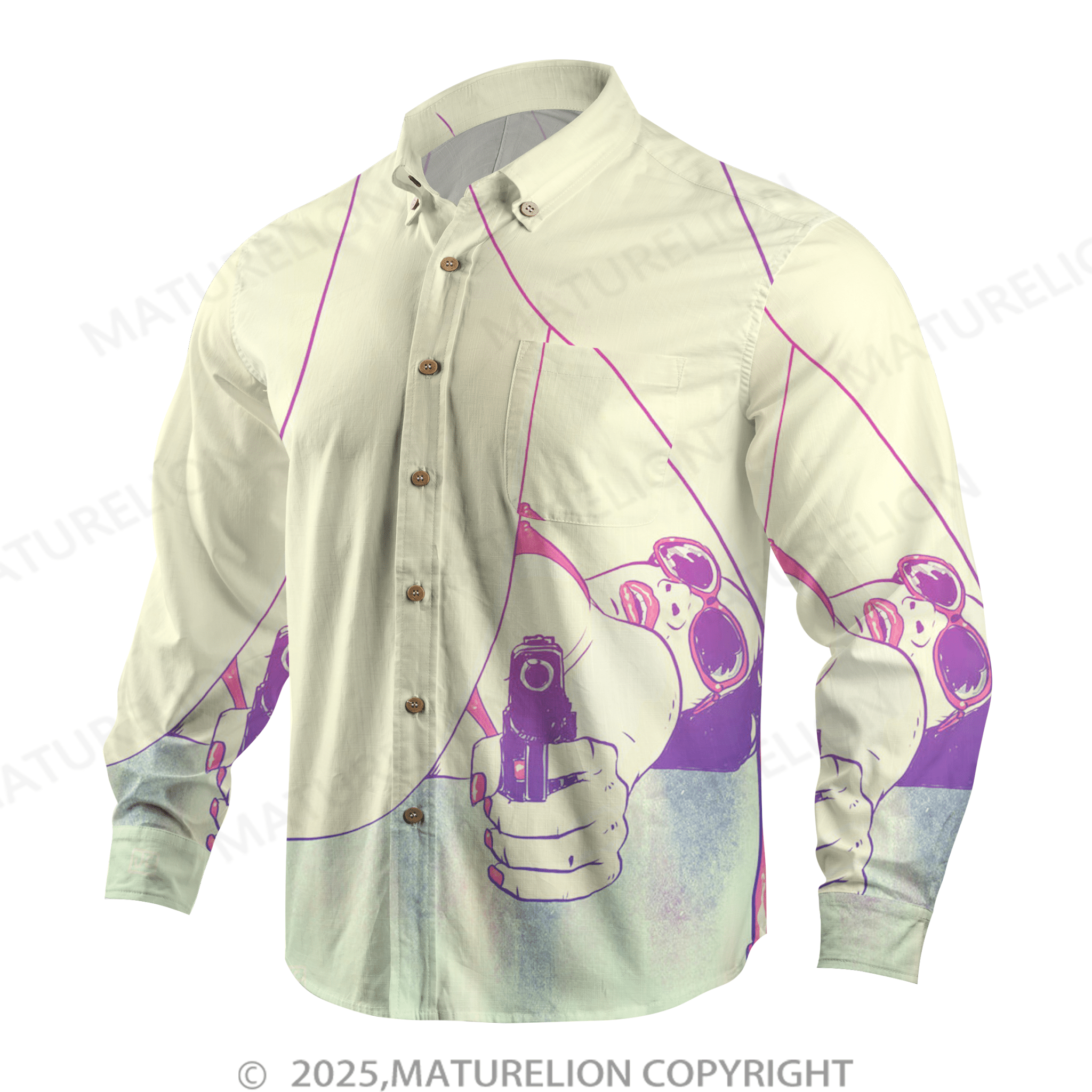 Maturelion Men's Hawaiian Shirt Aloha Baby Let’s Turn Up the Heat Hawaiian Shirt