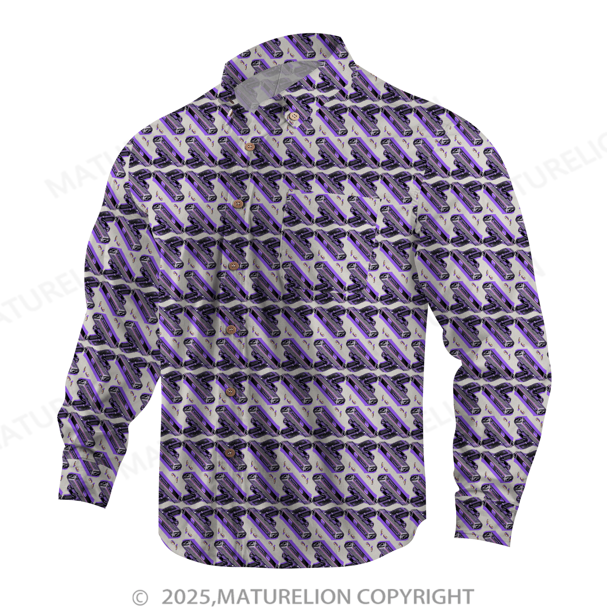 Maturelion Men's Hawaiian Shirt Palm Breeze Hawaiian Shirt