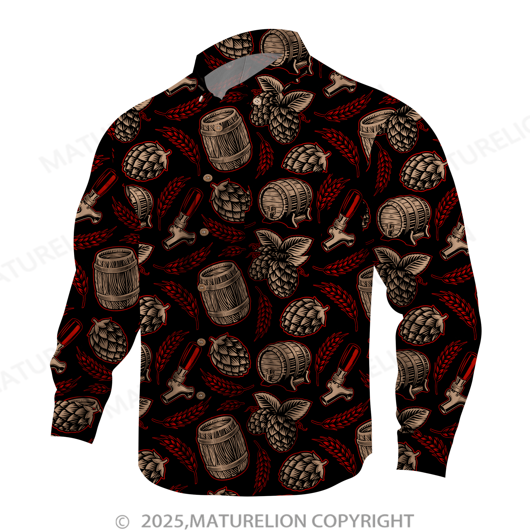 Maturelion Men's Hawaiian Shirt Vintage Print Hawaiian Shirt
