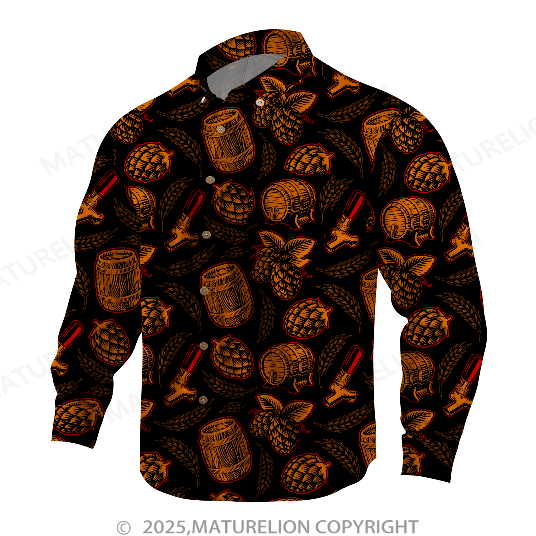 Maturelion Men's Hawaiian Shirt Vintage Print Hawaiian Shirt