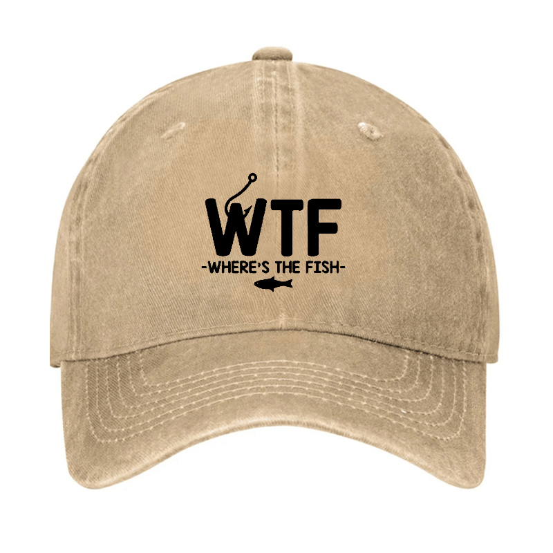 WTF - Where's The Fish Funny Print Cap