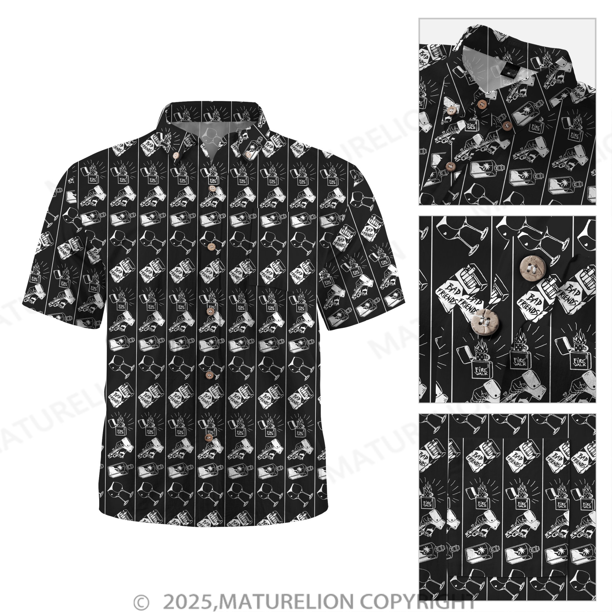 Maturelion Men's Hawaiian Shirt Floral Rush Hawaiian Shirt