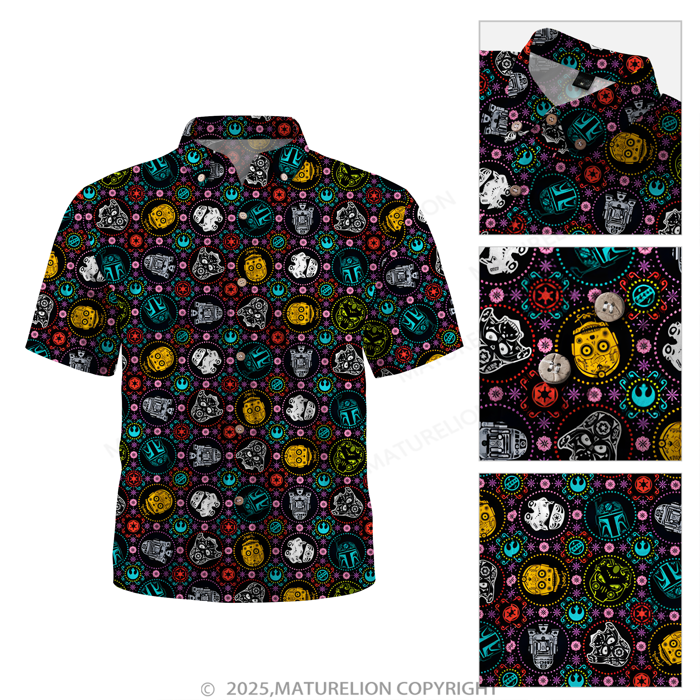Maturelion Men's Hawaiian Shirt Galactic Synthwave Sith Lord Hawaiian Shirt