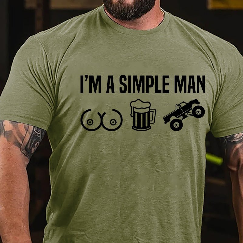 I'm A Simple Man Boobs Beer And Car Cotton T-shirt