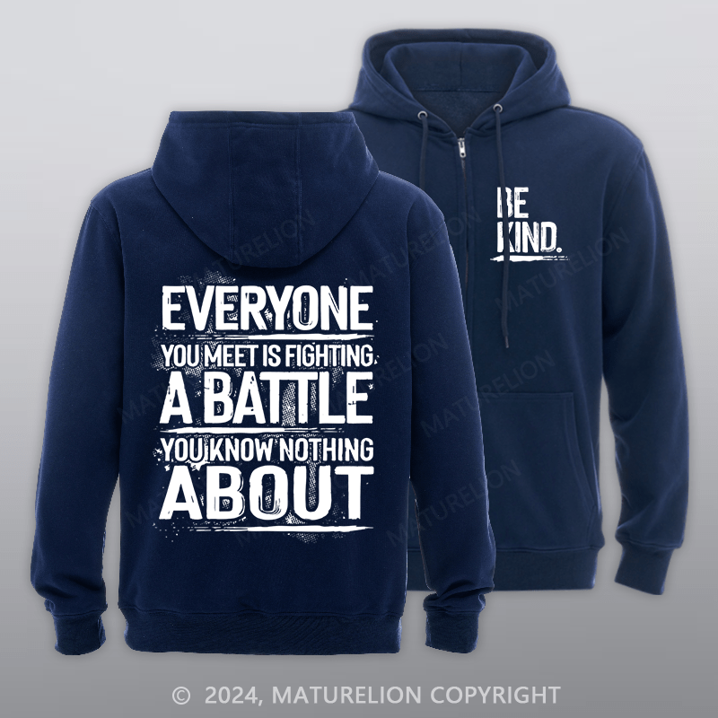 Maturelion Men's Hoodie Be Kind Zipper Hoodie