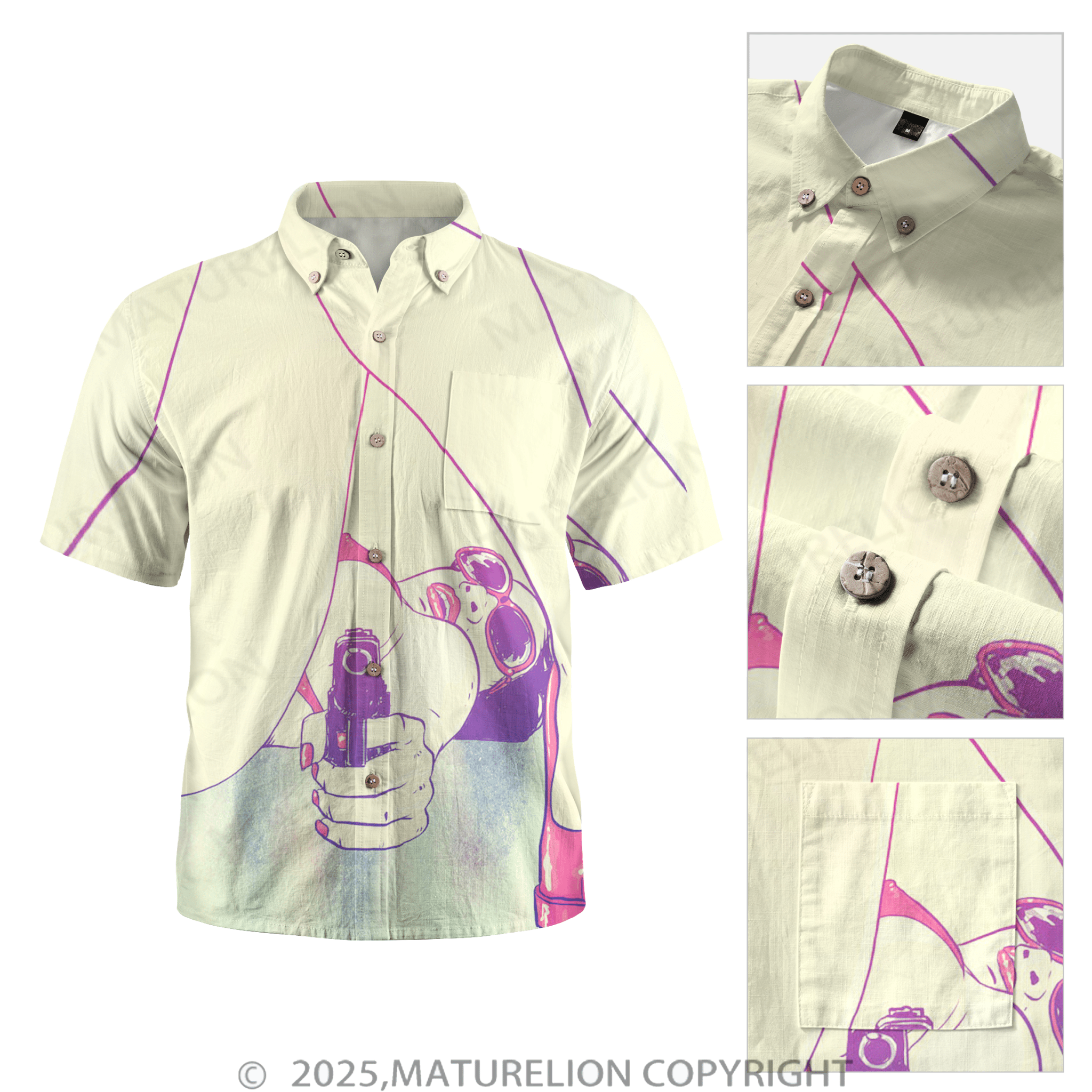 Maturelion Men's Hawaiian Shirt Aloha Baby Let’s Turn Up the Heat Hawaiian Shirt
