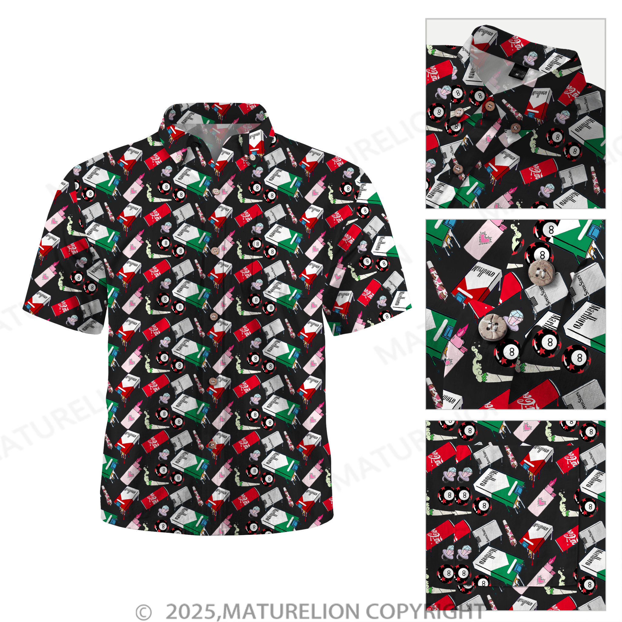 Maturelion Men's Hawaiian Shirt Midnight Tropics Hawaiian Shirt