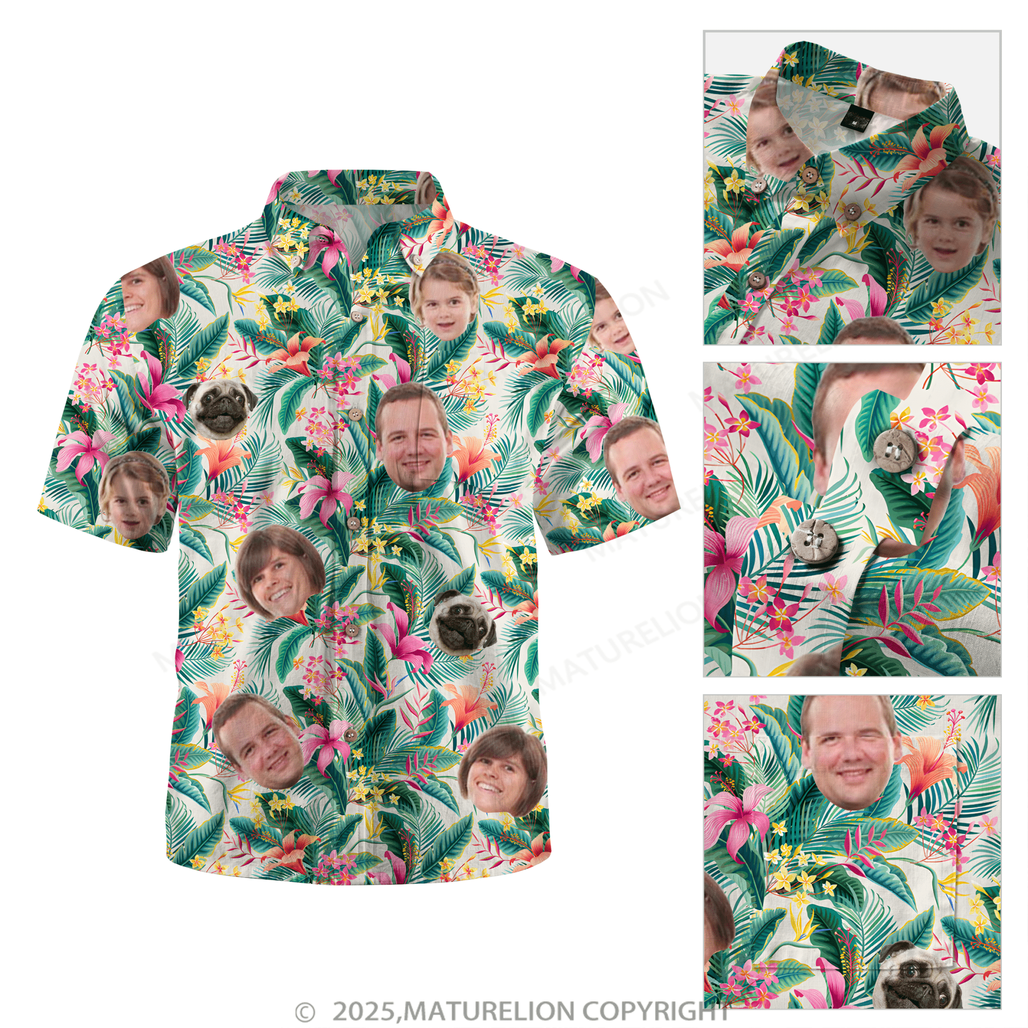 Maturelion Aloha Shirts Hawaiian Shirt with a Face You’ll Love Hawaiian Shirt
